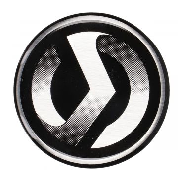 Embleem/sticker dik (SYM) zwart-chroom 40mm origineel Allo/Cello/Fiddle 2/Jet 4/Orbit 2/Symmetry/Symphony-Sport-SR/Xpro/Joyride/GTS/Citycom 87123-H85-000