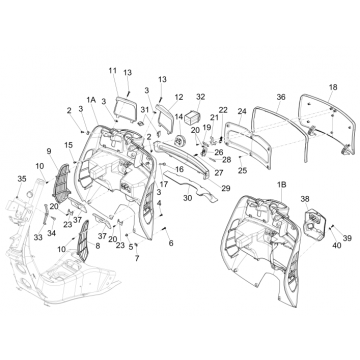 Beenschild Vespa GTS 250 ie 2005-2016 (zonder ABS) zwart competition 98/A