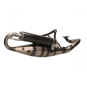 Uitlaat -Yasuni R-blank/carbon Minarelli horizontaal 50 EU keur Aerox/Nitro/Jog/Mach G/Neos/Ovetto/Why/Flipper/Ark/F10/F12/F15/SR/Ciak/Centro/Scarabeo/Rally/Area 51/491 tub902c