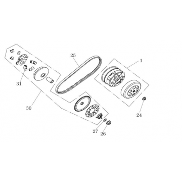 Variateur - V-snaar - Koppeling China Ape 50 bruin