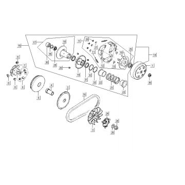 Variateur - V-snaar - Koppeling Kymco Carry 4-takt wit