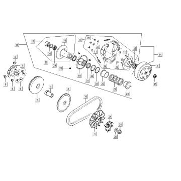 Variateur - V-snaar - Koppeling Kymco VP50 4-takt ACtecho silver