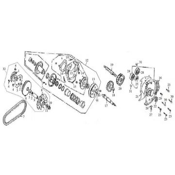 Variateur - V-snaar - Koppeling - Vertanding Turbho RG50 125