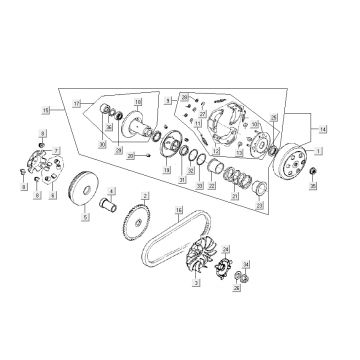 Variateur - V-snaar- Koppeling Kymco Like TT 4-takt zwart glans 2015