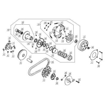 Variateur - V-snaar- Koppeling Kymco Maxxer 90 Zwart