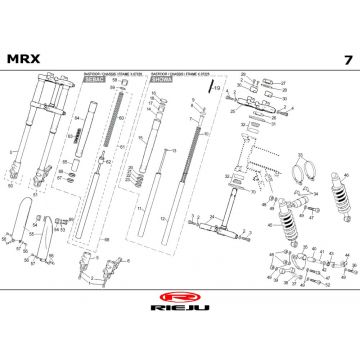 Voorvork - Balhoofdstel - Schokbreker Rieju MRX rood 2004 2-takt