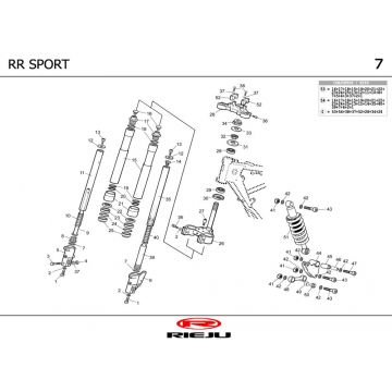 Voorvork - Balhoofdstel - Schokbreker Rieju RR Sport zwart 2002 2-takt