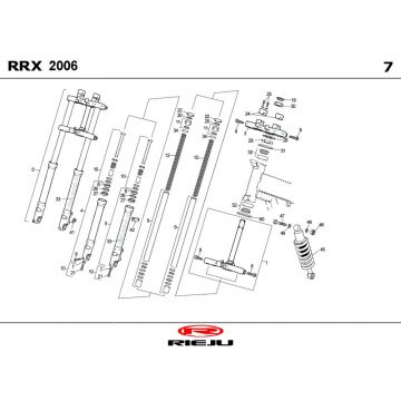 Voorvork - Balhoofdstel - Schokbreker Rieju RRX blauw 2009 2-takt