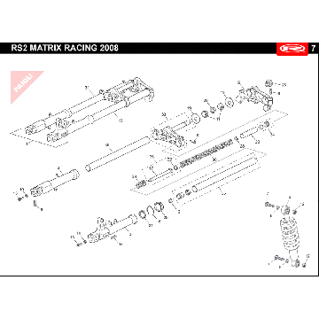 Voorvork - Balhoofdstel - Schokbreker Rieju Rs2 racing zwart 2010 2-takt