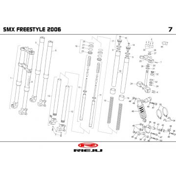 Voorvork - Balhoofdstel - Schokbreker Rieju SMX pro zwart 2004 2-takt