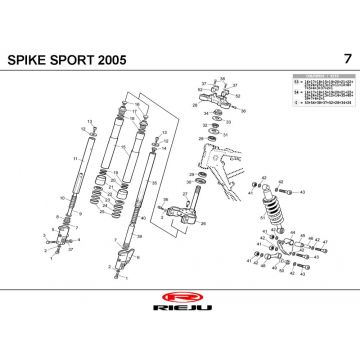 Voorvork - Balhoofdstel - Schokbreker Rieju Spike geel 2007 2-takt