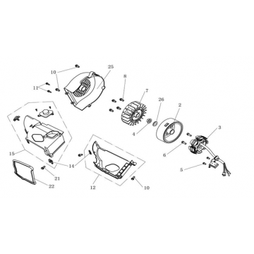 Ontsteking - Stator - Vliegwiel AGM Ape 50 wit