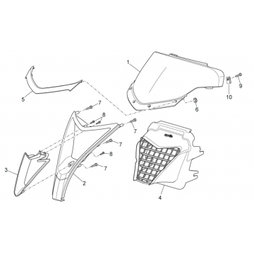 Beplating voorzijde Aprilia SR 50 LC (injectie en carburateur) 2004-2009