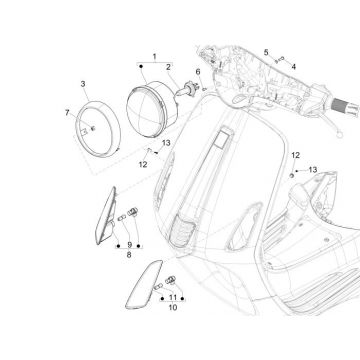 Koplamp - Knipperlichten voorzijde Vespa Primavera 50 4-takt IGET 3V Euro 4