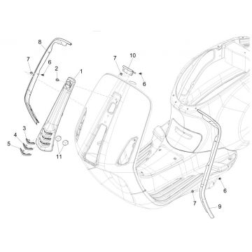 Afdekplaat voorkap Vespa Sprint 125 3V IE ABS