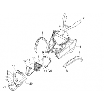 Voorkap Piaggio MP3 300 LT Sport 2009-2014 sterwit 595