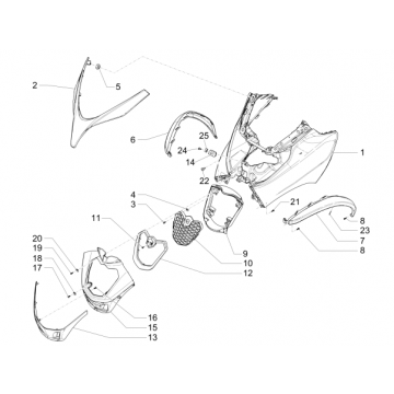 Voorkap Piaggio MP3 500 LT Sport 2014-2016 mat titanium