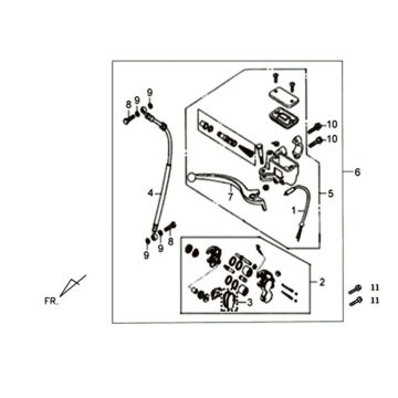 Remcilinder - Remklauw - Remblokken - Remleiding Sym XPRO 50 4-takt AC Euro 4