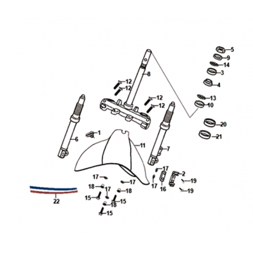 Voorvork - Balhoofdstel - Voorspatbord Sym Fiddle II Euro 4 (BK-007U) Mat black