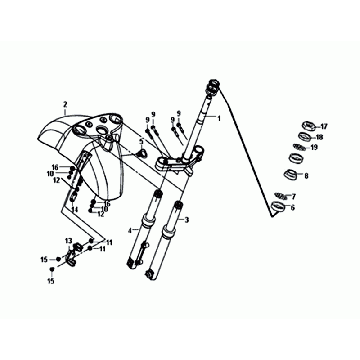 Voorvork - Balhoofdstel - Voorspatbord Sym Fiddle III matt bleu (BU-295S)