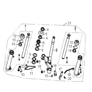 Voorvork - Balhoofdstel Generic Roc 50 2-takt 2010 zilver