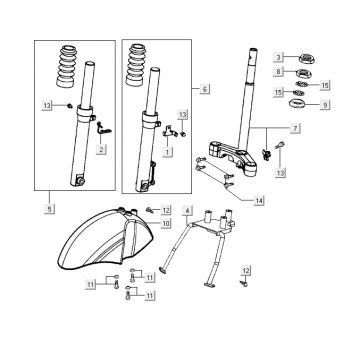 Voorvork - Balhoofdstel Kymco Yup 50 2-takt AC zilver