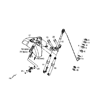 Voorvork - Balhoofdstel - Voorspatbord Sym Fiddle III (BR497U) matt brown