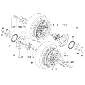 Voorwiel Piaggio MP3 300 HPE / 300 HPE Sport ABS Euro 5 2020-2022