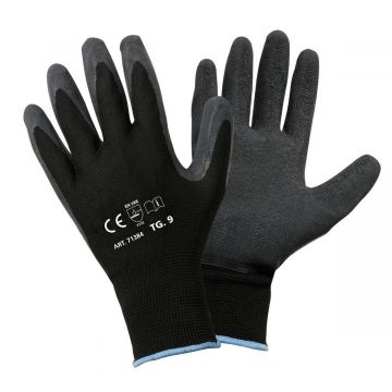 Werkplaatshandschoenen latex coated zwart Lampa met grip-coating