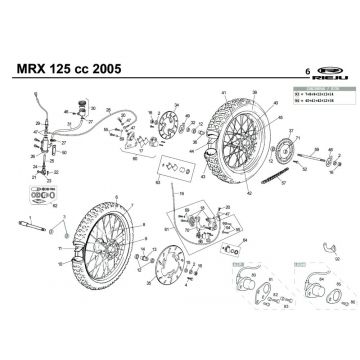 Voorwiel - Achterwiel Rieju MRX 125 rood 2005 4-takt