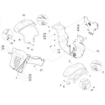 Voorspatbord - Spatschermen Piaggio MP3 350 Maxi Sport ABS Euro 4 2018-2020