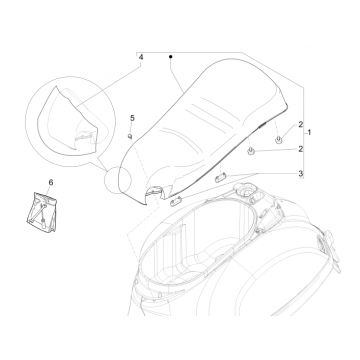 Zadel Vespa GTS 250 ie 2005-2016 (zonder ABS) grafietzwart 79/A