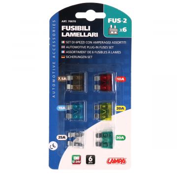 Zekeringen model steek assortiment 6 stuks (19,1x5,1mm)7,5-10-20-25-30 ampere Lampa