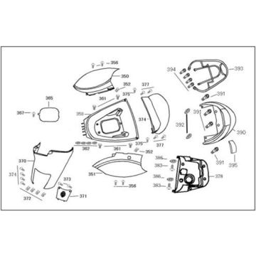 Motorschermen - Helmbak - Achterdrager Benzhou YY80T-18 YY50QT(-18) wit