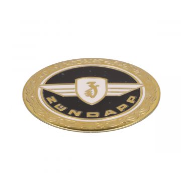 Zundapp tanksticker/embleem dik (zundapp) rond embleem zwart/goud zonder veer (65mm diameter)