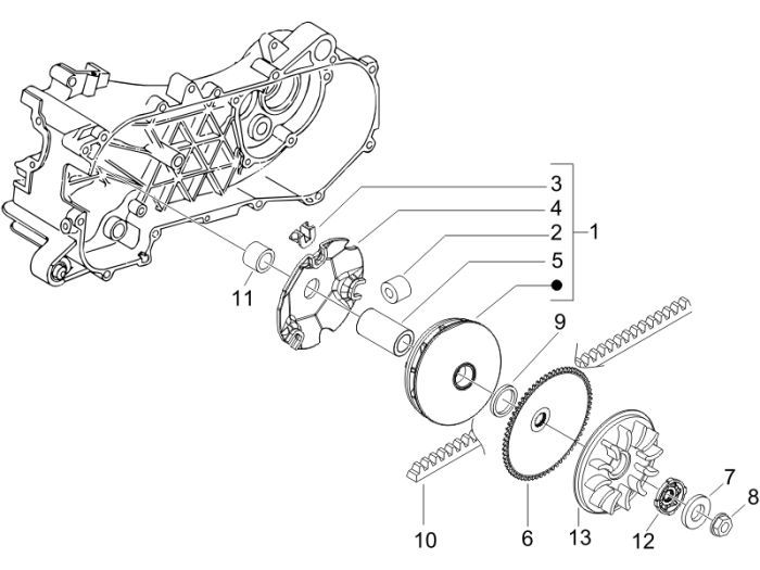 Variateur - V-snaar Vespa Sprint 50 2-takt AC