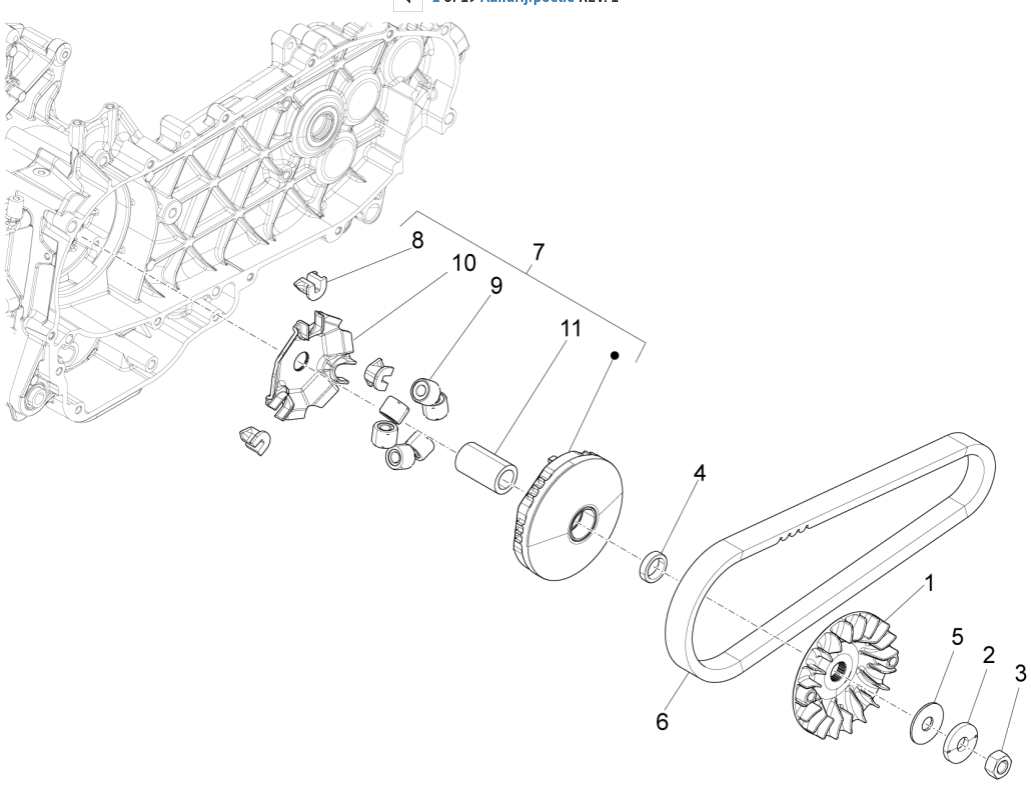 Variateur- V-snaar Vespa Sprint 125 3V IE ABS