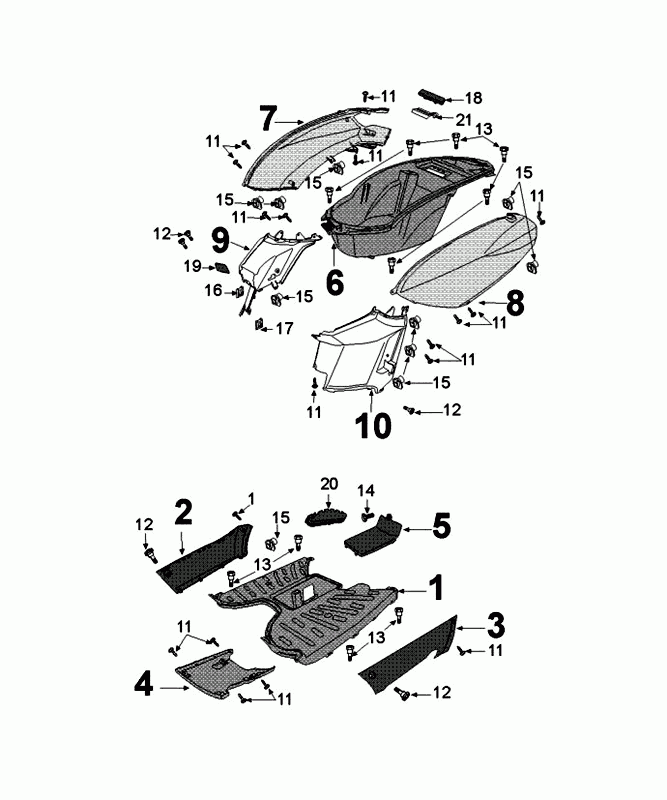 Motorschermen - Treeplank - Helmbak Peugeot Kisbee satin flash Euro 4