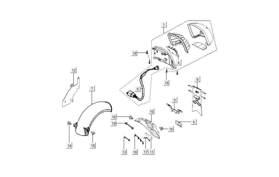 Achterlicht - Achterspatbord Kymco New Sento 50i 4-takt goud