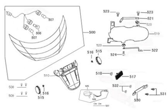 Achterlicht - Achterspatbord China Zip flat antraciet