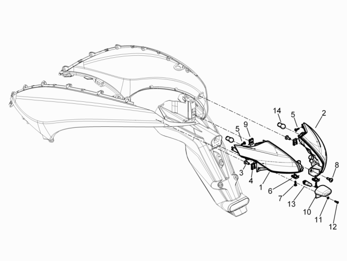 Achterlicht - Knipperlichten achterzijde Piaggio Beverly 350 Sport Touring Euro 3 2013-2014