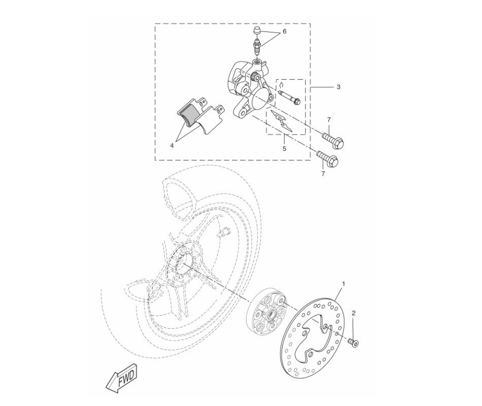 Remklauw - Remschijf achterzijde  Yamaha Aerox 50 2-takt LC 2013