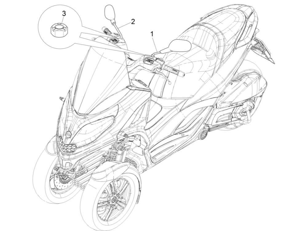 Spiegels Piaggio MP3 300 HPE / 300 HPE Sport ABS Euro 5 2020-2022