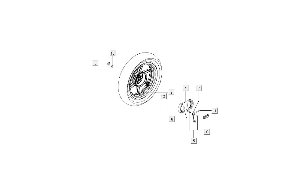 Achterwiel - Remschoenen Kymco Super8 50 4-takt 2009→ wit