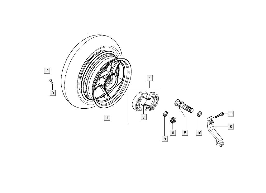 AChterwiel - Remschoenen Kymco Super9 50 2-takt AC oud model matzwart zilver