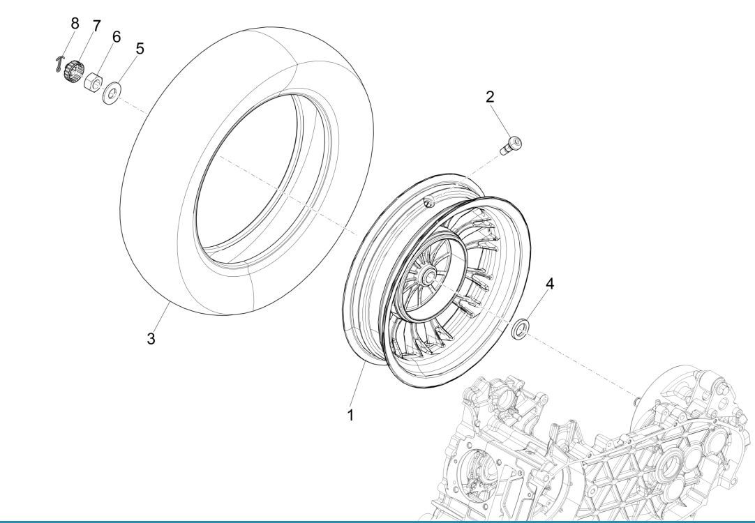 Achterwiel Vespa Sprint 125 3V IE ABS