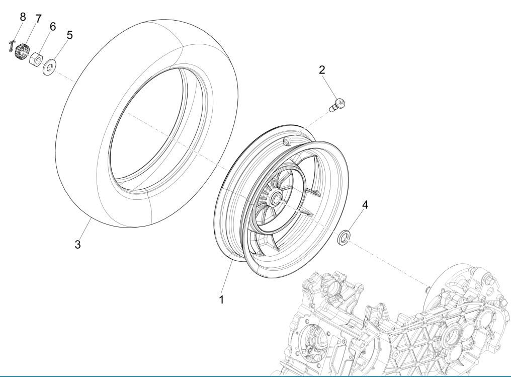 Achterwiel Vespa Primavera 125 3V IE ABS