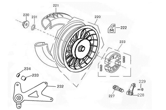 Achterwiel - Remschoenen BTC Riva 125 zilver