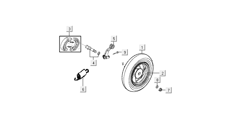 Achterwiel - Remschoenen Kymco VP50i Euro 4 tecno silver