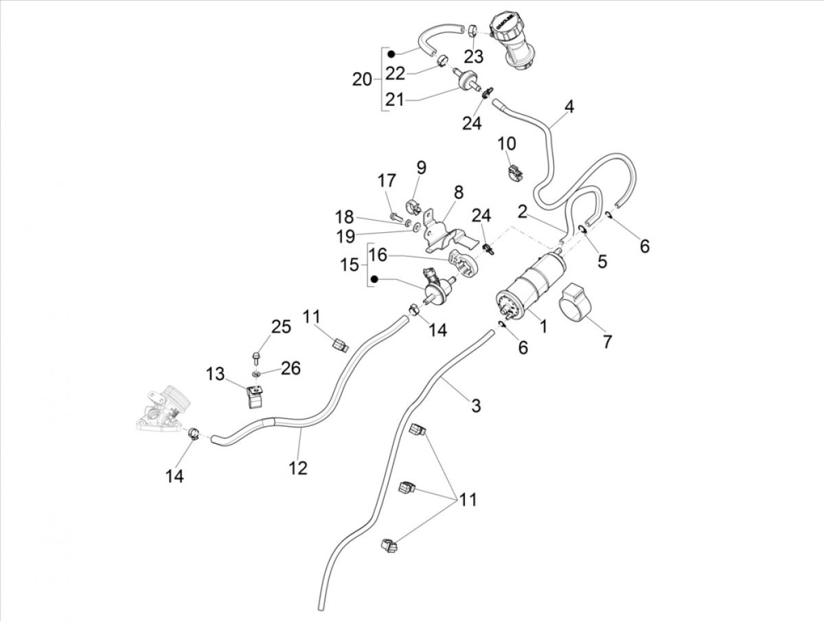 Anti-percolatiesysteem Vespa Sprint 125 3V IE ABS Euro 5 2021